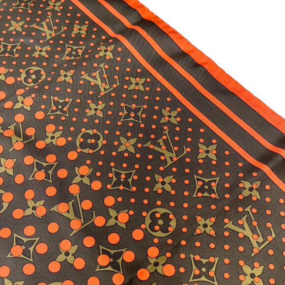 LOUIS VUITTON Vintage LV Monogram Perfo Scarf Wrap Dot Brown Orange [105966] - Picture 7 of 9